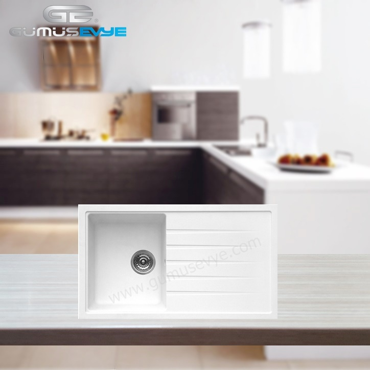 UKINOX GRANİT CIALLO BEYAZ 50X86 TEZGAH ÜSTÜ GRANİT EVYE