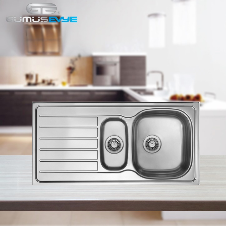 UKINOX HYPNOS 100 (50x100) TEZGAHA SIFIR BİR BUÇUK GÖZ DEKORLU EVYE (SOL) 