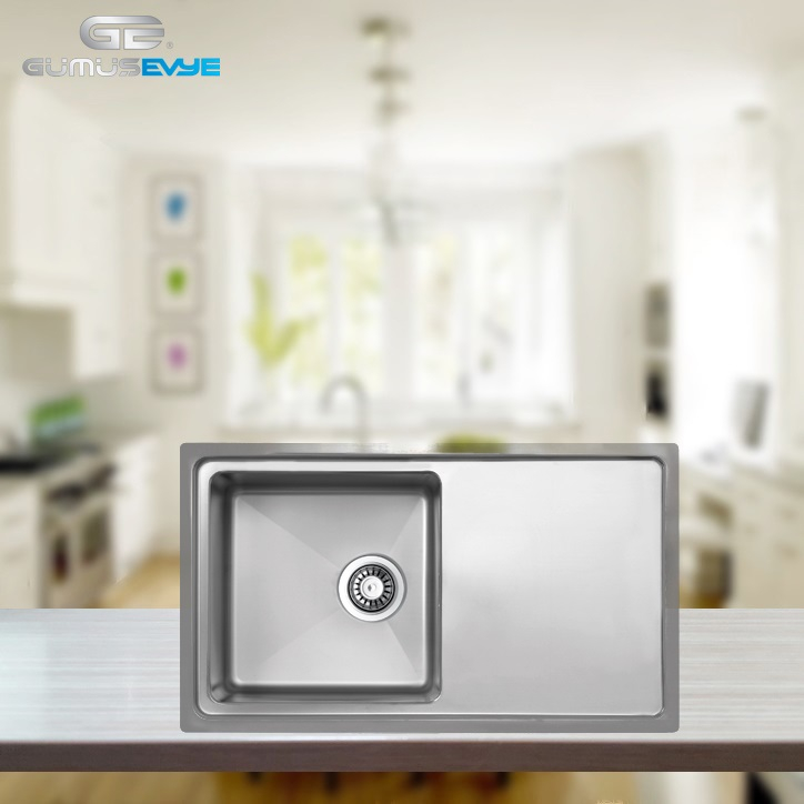 UKINOX MICROFLAT 50 50X86 TEK GÖZLÜ POLİSAJLI TEZGAHA SIFIR KROM EVYE (SAĞ)